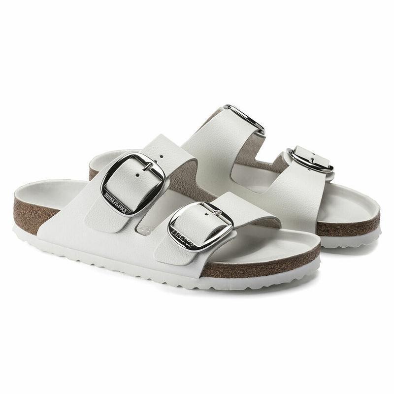 Birkenstock Big Přezkou Læder Arizona Dame Hvide | DK 471PJJ